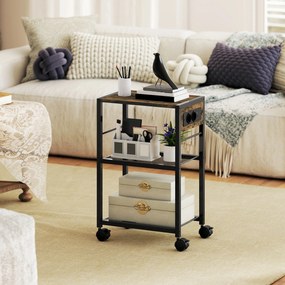 HOMCOM Mobilna podstawka pod drukarkę z gniazdkami portami USB i USB-C do 40 kg rustykalny brąz | Aosom PL