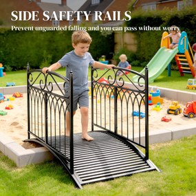 Outsunny Mostek ogrodowy metalowy 135,5 cm mostek do stawu z poręczami antyczny wygląd odporny na rdzę łatwy montaż | Aosom PL