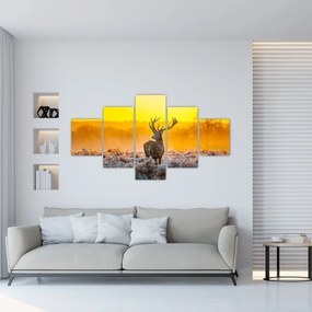Obraz - Jeleń o wschodzie słońca (125x70 cm)