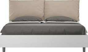 Łóżko wyposażone w stelaż z listwami 160x200 Frassino biała poduszkami sztucznej skóry szaro-beżowy Egos Antea