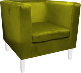 Fotel Monaco tkanina Welur : Kolor nogi - Biała, Kolor tkaniny - VELVET - BL75, Wysokość nogi - 15 cm