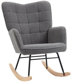 HOMCOM Fotel na biegunach Funkcja swing Łatwe czyszczenie Maksymalny udźwig 120 kg, poliester, kolor ciemnoszary | Aosom PL