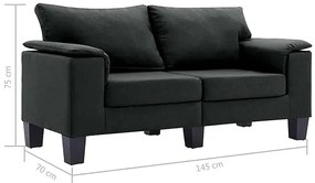 2-osobowa czarna sofa z podłokietnikami - Ekilore 2Q