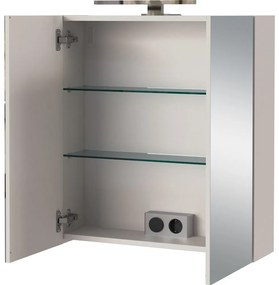 Kremowa wisząca/z lustrem szafka łazienkowa 60x71 cm Arcena – Germania