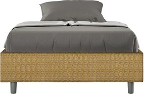 Łóżko wyposażone w stelaż z listwami z pojemnikiem tapicerowane 120x200 tkaniny Labirinto 6 żółty Azelia