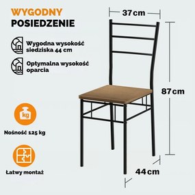Zestaw jadalniany LEO, 5-częściowy, czarny/brązowy Casaria