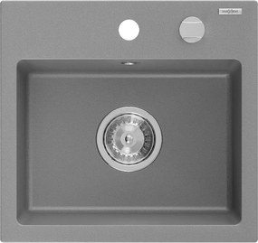 Mexen Milo zlewozmywak granitowy 1-komorowy 435 x 410 mm, szary, syfon chrom - 6505441000-71