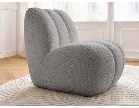 Jasnoszary fotel z materiału bouclé Janissaire – Bobochic Paris