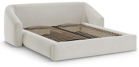 Beżowe tapicerowane łóżko dwuosobowe ze schowkiem ze stelażem 200x200 cm Campi – Cosmopolitan Design