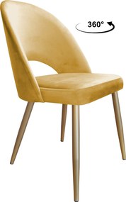 Krzesło Polo tkanina Welur noga metalowa krzesło tapicerowane do jadalni : Kolor nogi - Złota stożek, Kolor tkaniny - VELVET - MG15, Typ siedziska - Siedzisko obrotowe 360°