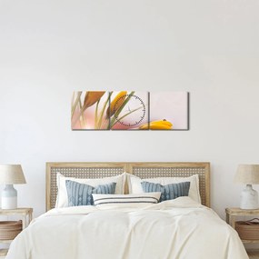 Obraz - Wiosenne kwiaty (z zegarem) (90x30 cm)