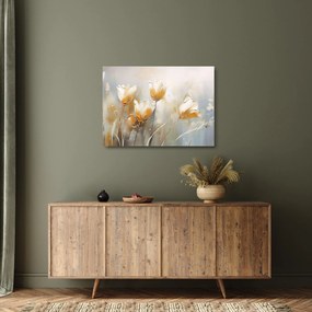 Obraz na szkle - Malowanie tulipanów (70x50 cm)