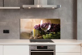 Szklany Panel Pusty Kieliszek i Winogrona