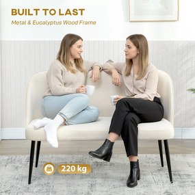 HOMCOM Sofa 2-osobowa, nowoczesna tapicerowana kanapa z metalowo-drewnianą ramą, welurowa tapicerka, beżowa