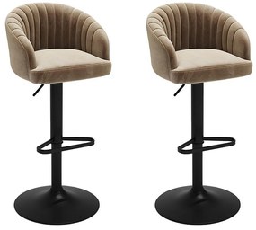 Zestaw 2 stołków barowych – tkanina i metal – kolor beżowy - DORALIZ