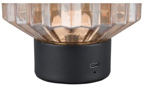 Czarno-beżowa lampa stołowa LED ze ściemniaczem i szklanym kloszem (wys. 19,5 cm) Lord – Trio