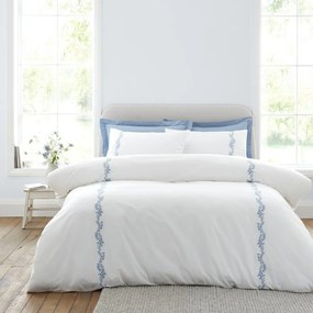 Biała pościel dwuosobowa z perkalu bawełnianego 3-częściowa 200x200 cm Camille Embroidered Floral – Bianca