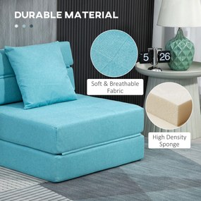 HOMCOM Szezlong do spania relaksacyjny, łóżko dla gości. Zdejmowany pokrowiec, 70 cm x 70 cm x 61 cm, Jasnoniebieski