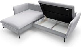 Masseno Narożnik FERRO z funkcją spania i pojemnikiem na pościel Narozniki L, Rozkładana sofa - Szary, MONOLITH 84