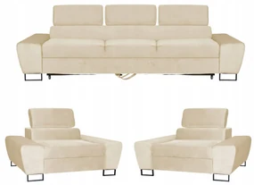 Zestaw mebli wypoczynkowych salonu Bosso Sofa 3os fotele beż Family Meble