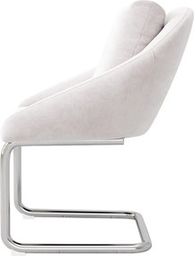 Zestaw 6 krzeseł z weluru - metalowa konstrukcja - beżowy