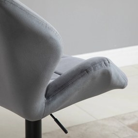 HOMCOM Zestaw 2 hokerów, tapicerowany stołek barowy z metalową ramą, z oparciem, welurowy wygląd, regulacja wysokości, obrót 360°