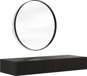 Toaletka wisząca Nicole z czarnym lustrem 60 cm - czarny mat / czarny