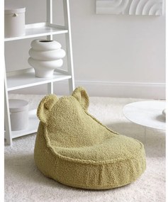 Zielony dziecięcy worek do siedzenia z materiału bouclé Bear – Wigiwama