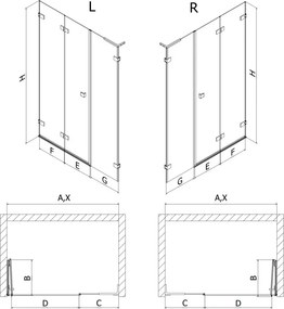 Mexen Lunar-F L drzwi prysznicowe składane lewe 140 cm, transparent, chrom - 836SL-140-050-01-00-L