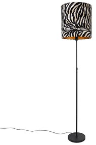 Lampa stojąca czarna klosz w zebrę 40 cm regulowana - Parte klasyczny/Antyczny Oswietlenie wewnetrzne