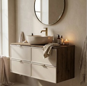 Szafka pod Umywalkę z Blatem 120cm Fronty Ramka Dąb Cremona / Kaszmir Roma