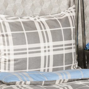 4Home Pościel flanelowa Niebieska kratka, 160 x 200 cm, 70 x 80 cm