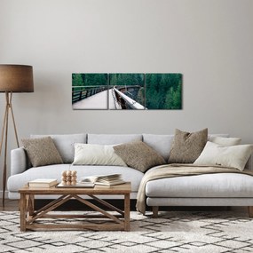 Obraz - Most do wierzchołków drzew (z zegarem) (90x30 cm)