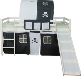 Łóżko piętrowe 90x200 cm czarne pirackie