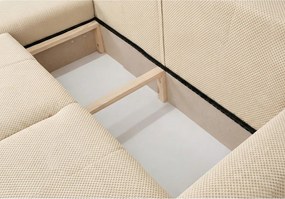 Stylowy narożnik rozkładany BINGO U L 315x146 cm w tkaninie POP 6 beżowej