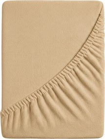 PrzytulneMieszkanie.pl Frotowe prześcieradło beżowe 90 x 200 cm