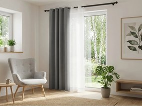 Szara zasłona OXFORD 140x270 cm Zawieszanie: Taśma z wiązaniami