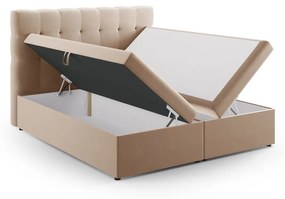 Jasnobrązowe łóżko boxspring ze schowkiem 160x200 cm Bali – Cosmopolitan Design