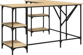 Biurko w kształcie narożne litery l w stylu loft dąb sonoma A9-C14