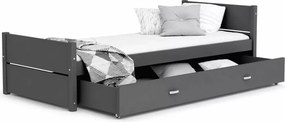 Łóżko dziecięce Modig 90x200 z szufladą białe/szare stelaż Flex