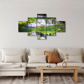 Obraz - Wodospady Huay Mae Khamin, Kanchanaburi, Tajlandia (125x70 cm)