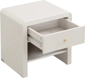 Zestaw 2 stolików nocnych z szufladą i wnęką - MDF - Beżowy i złoty - MIRENALO