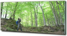 Foto-obraz szklany Ornitolog w lesie