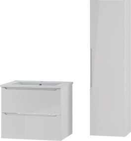 Biały Zestaw do Łazienki 60cm Szafka z Umywalką Słupek Etna