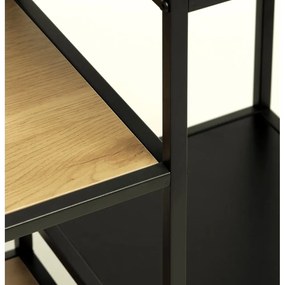 Czarno-naturalny regał w dekorze dębu 80x180x35 cm Altino – Unique Furniture