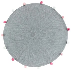 Jasnoszary okrągły dywan ø 90 cm Pompomparty – douceur d'intérieur