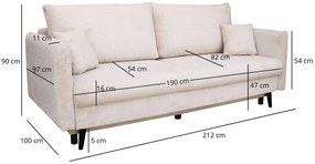 Beżowa sztruksowa kanapa rozkładana z pojemnikiem P5-H93