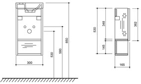 Brązowa wisząca szafka bez umywalki w dekorze sosny 30x53 cm Latus Xi – Sapho