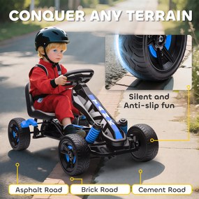AIYAPLAY Gokart z pedałami, Tretauto dla dzieci z hamulcem, antypoślizgowe koła, rama metalowa, 3-6 lat, Niebieski