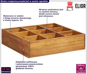 Kwadratowa drewniana donica z przegrodami na zioła - Onelix